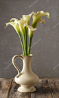 Bouquet of white calla flowers (Zantedeschia). Party decoration