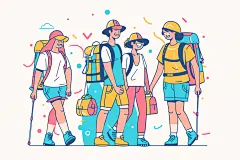 扁平风旅游简约手绘插画