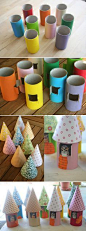 Little Birdhouse Ornaments | 51 Hopelessly Adorable DIY Christmas Decorations casitas de papel, rollo de papel, toillet roll