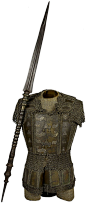 Moro (Philippine) brass mail and plate cuirass, 19th century, with Moro Spear…: