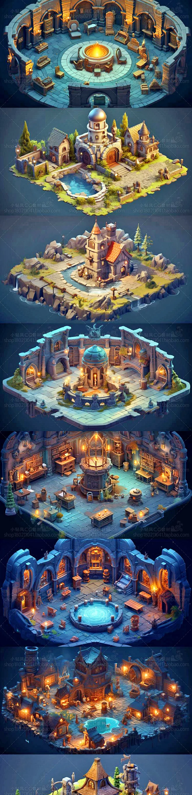 AI魔法图书馆建筑素材 游戏影视动画场景设计 书屋插画概念设定-花瓣网