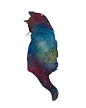 Cat Watercolor PRINT Galaxy Deep Space Stars by WaterInMyPaint