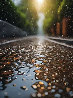 AI数字艺术摄影风草地上的雨水