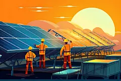 太阳能发电风格化清洁能源扁平风插画
