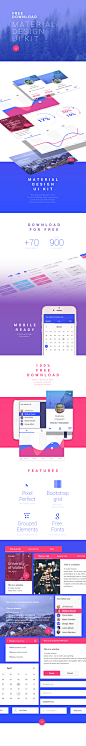 Download Free Material Design Ui Kit : A great freebie for your dashboard project or website design to start your own web project from scratch.This Material Design Ui Kit is a Ui kit deliberately created for quick and easy web designs projects at the star