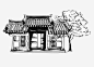 建筑_新图网 https://ixintu.com 手绘建筑 速写 树 古建