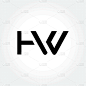 letter hw logo design linked template with black