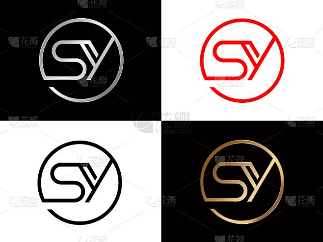 SY圆形状矢量字母设计素材-花瓣网
