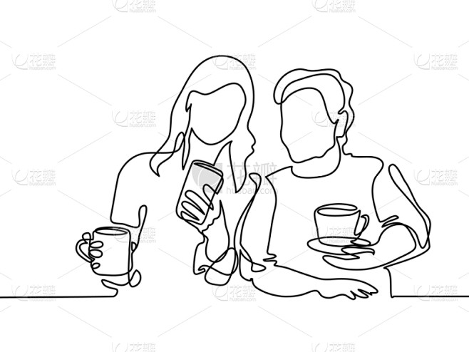电话机,青年女人,人,女人,轮廓,直的,...