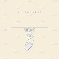 智能手机沉入水中。脱节主题励志海报。防水技术