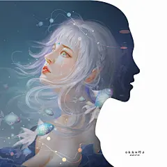 她说：如鱼饮水，冷暖自知。_画画平平无奇的虾子__插画师作品_涂鸦王国gracg.com