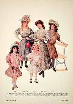 #20th fashion# #爱德华时期#
爱德华时代的时尚杂志彩页，展示了1900年代的女性服饰~ ​
