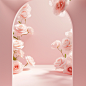 A clean pink background, arches, many light roses, the overall color is light pink, fresh, photography, maximum resolution, maximum perfectionism, realistic composition, professional photography, skilled technology, the best quality, perfect results, the 