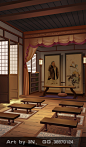 竖版古风室内场景_(∵)nnn_53109__插画师作品_涂鸦王国gracg.com