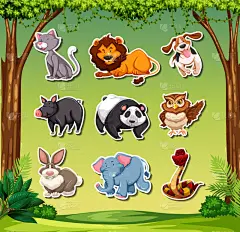 动物,标签,反差,蛇,壁纸,狮子,狗,象,猪,兔子