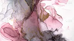 白色合成纸上满溢着漂亮的醇墨。一个粉色、黑色和金色的游戏。室内装饰