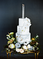 Painted wedding cake | Carrie King Photographer & Sunflower Creative | see more on: http://burnettsboards.com/2015/03/time-celebrate-burnetts-boards-turns-3/