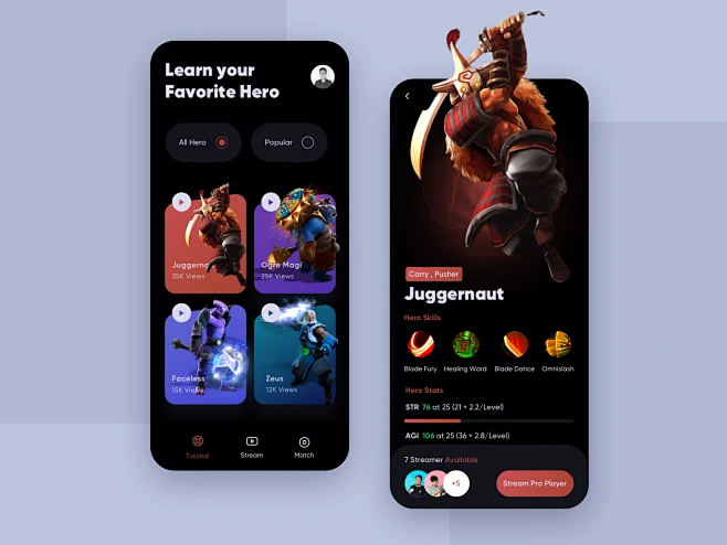 Dota 2 Streaming App dota2 mobile app design mobile ui uidesign ...