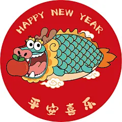 哈哈龙2024生肖插画生肖IP卡通形象设计表情包手机壳壁纸