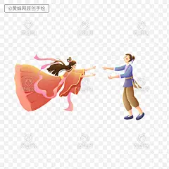 手绘牛郎织女,牛郎织女,卡通牛郎织女,牛郎织女插画,牛郎织女插图,手绘传统人物,手绘古代人物,七夕元素,七夕节,