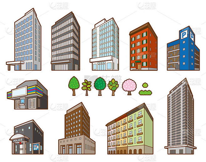 各种建筑的插图