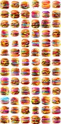 彩色汉堡果冻风格肉饼生菜西红柿酸黄瓜洋葱元素海报模板素材设计-淘宝网