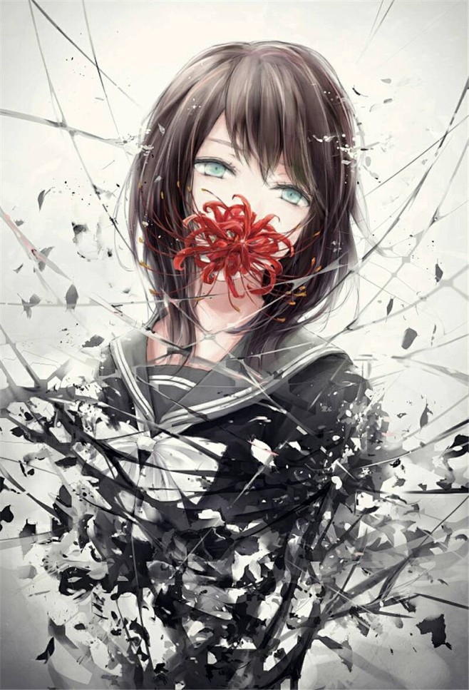 手绘唯美壁纸头像插画二次元彼岸花