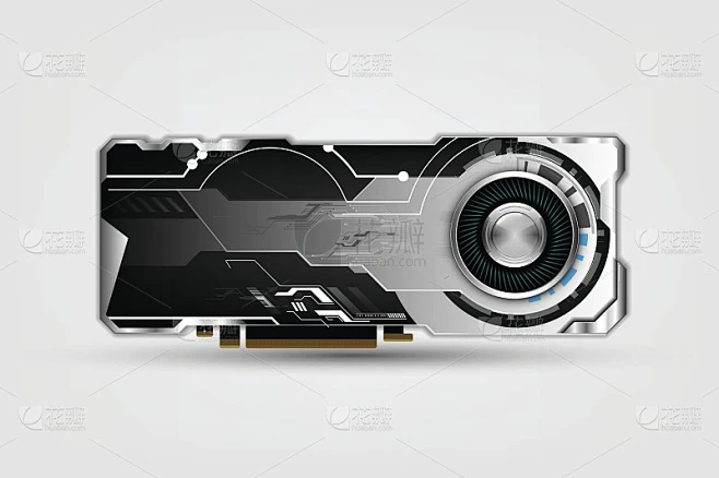 技术显卡(显卡)，GPU，图形处理器，平面，矢量插图素材-花瓣网