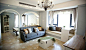 #混搭风格# #客厅# #灯具# 公共区域采用开放设计，塑造出宽敞又明亮的视野，客厅和餐厅之间以拱形墙连接，演绎浪漫的居家风景。