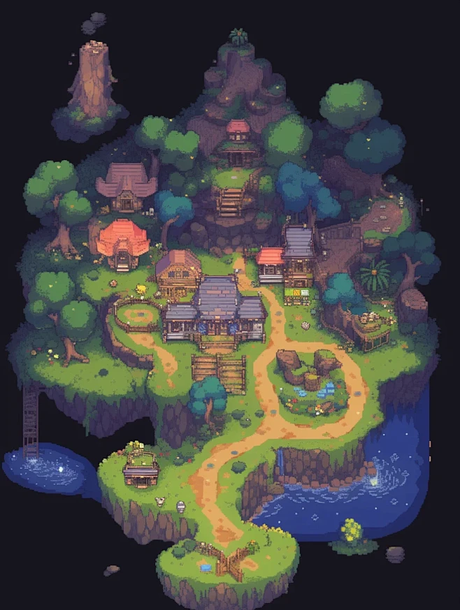 鹿神风格：RPG像素游戏地图设计第二弹 - 小红书-花瓣网