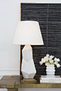 KELLY WEARSTLER | BAYLISS TABLE LAMP. Ceramic fractured lamp available in black or white: 