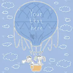 孩子们在气球的背景下飞行