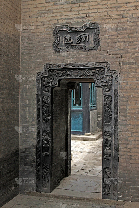 中国传统建筑风格的四合院，以门庭为主素材-花瓣网