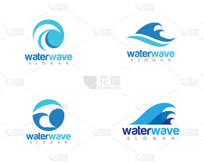 水波浪 Logo 模板矢量