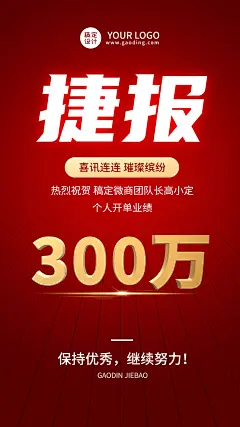 微商销售代理业绩表彰喜报喜庆手机海报