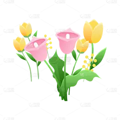 卡通感护士节花元素贴纸