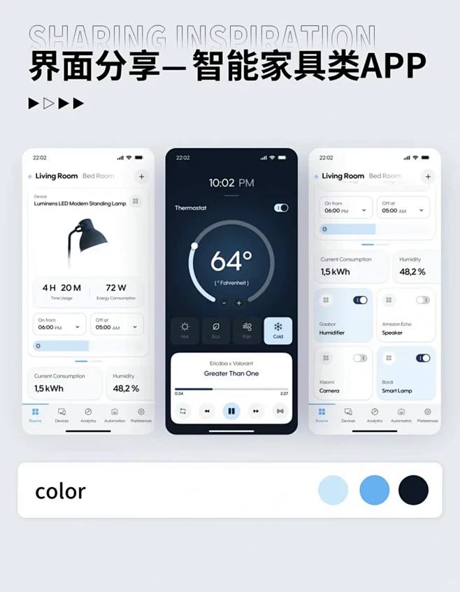智能家居类APP界面设计｜UI设计灵感分享 - 小红书-花瓣网