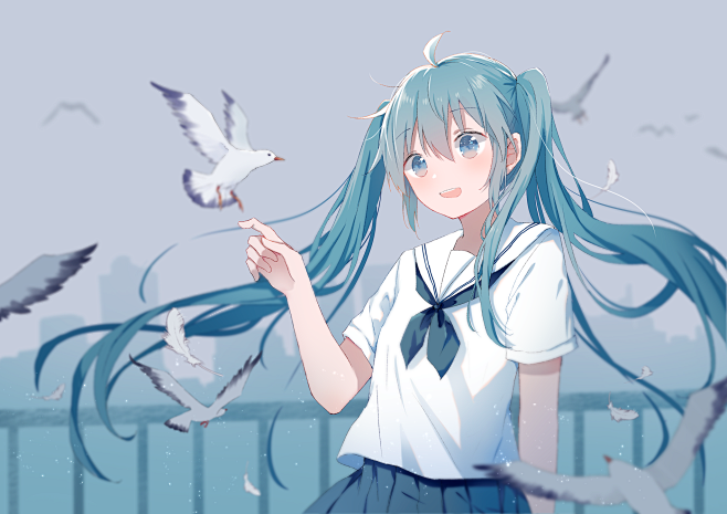VOCALOID  初音未来  P站:雨...