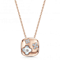 A dramatic statement-making pendant Crafted from the finest polished 18ct rose gold Featuring a pretty mother of pearl flower design Two diamond floral motifs Delicate mill grain edging Matching dress ring available Length and width measures 1.5cm