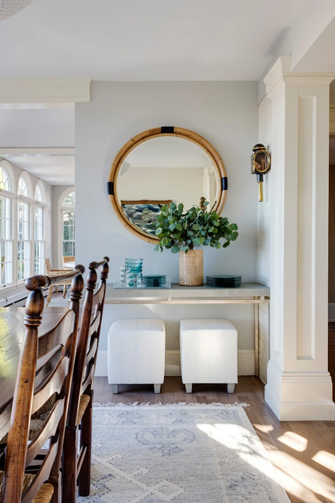 Beach style dining room photo in Boston - - - - - - - - - - - - - - ——→ ...