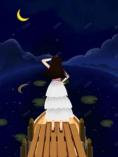 手绘插画女孩星空插画海报背景模板高清素材 夜景 女孩 手绘 插画 星空 海报 背景模板 荷塘 背景 设计图片 免费下载 页面网页 平面电商 创意素材