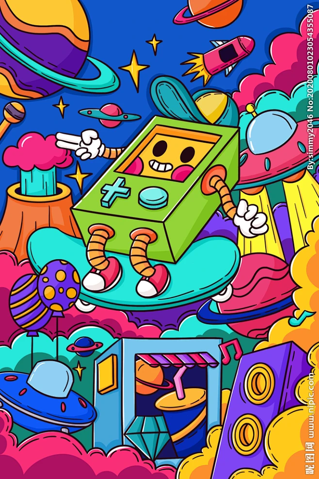 潮流卡通插画图案-花瓣网
