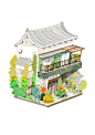 色彩清丽！16 款手绘风格日式小房子插画