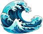 Isolated Traditional Japanese Wave in Vector Cartoon Style