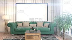 模拟海报框架在室内背景。三维演示