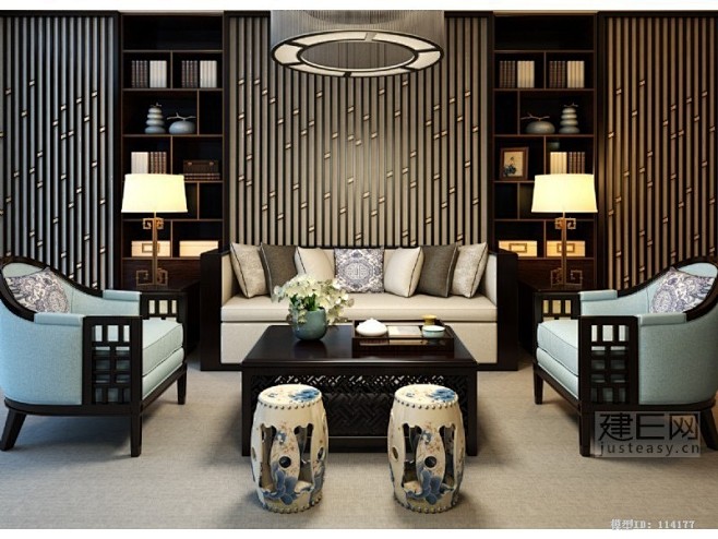 新中式客厅沙发休闲椅子组合 查看原图