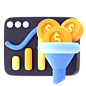 Online Money Filter  3D Icon