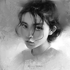 插画#人像#写实#素描#小姐姐头像#画画的周一一