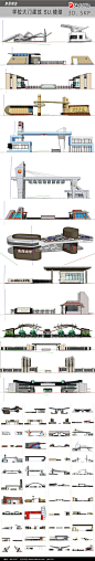 学校大门建筑模型_红动网