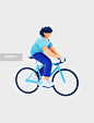 简约时尚创意3D立体C4D动作运动自行车骑车卡通动图 gif 图片_潮国创意